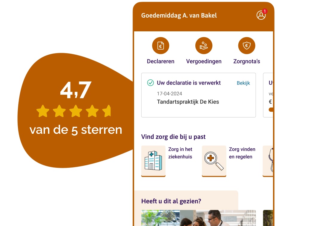 Zorgzaam Zorg app met een reviewscore van 4,7 van de 5 sterren